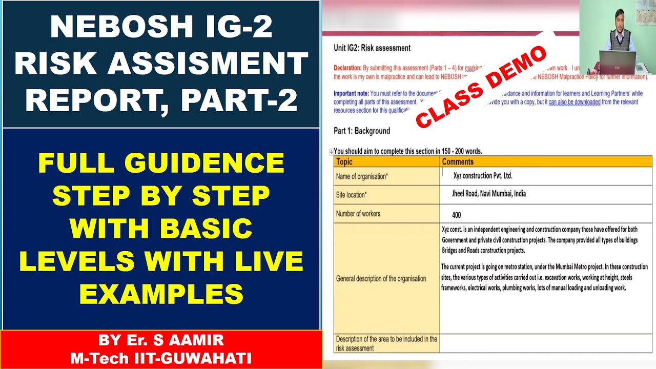 NEBOSH IG2 Report Part-2 || Nebosh IG2 Risk Assessment || How to complete Risk Assessment ||