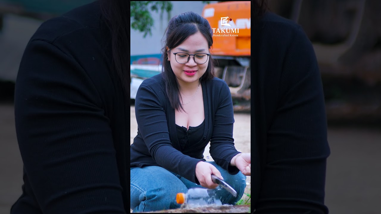 TAKUMI KNIVES| Hot Female Blacksmith Turns a Truck Wheel Bearing into a Shiny Bushcraft Knife part 3