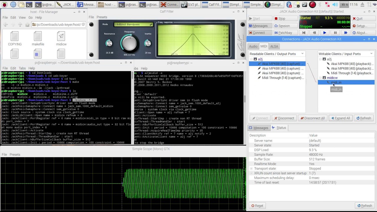 Raspberry PI - midicw - A morse code CW KEYER app - setup & live demo