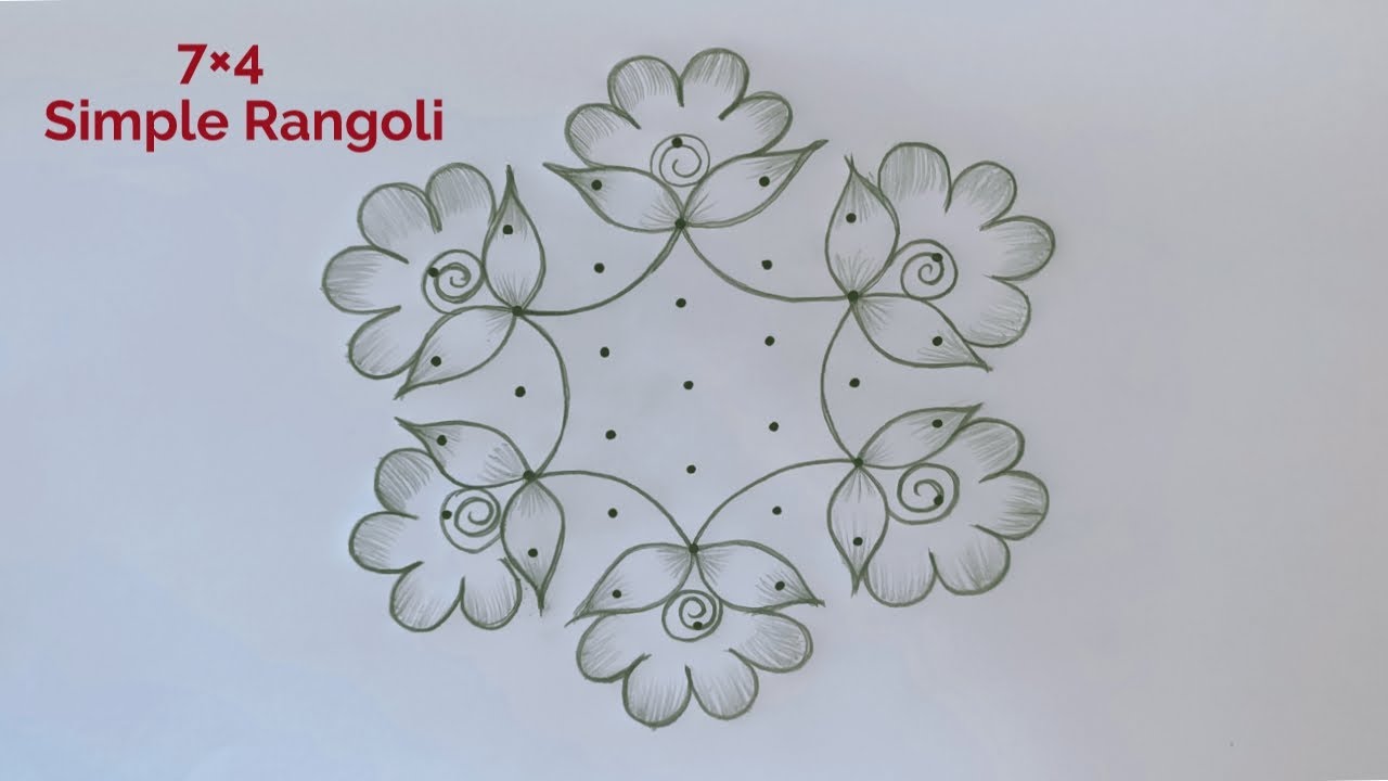Aadi 1 Simple Rangoli Design 7&times;4 🌺 7 Dot Aadi Matham kolam 🌺 Pandaga Muggulu 🌺 Beautiful Rangoli