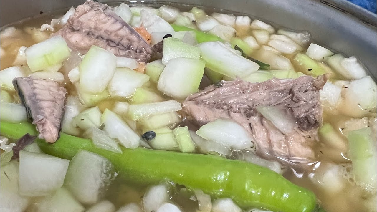 Ginisang upo na may tuna mackerel,dried hipon#cookingathome 
