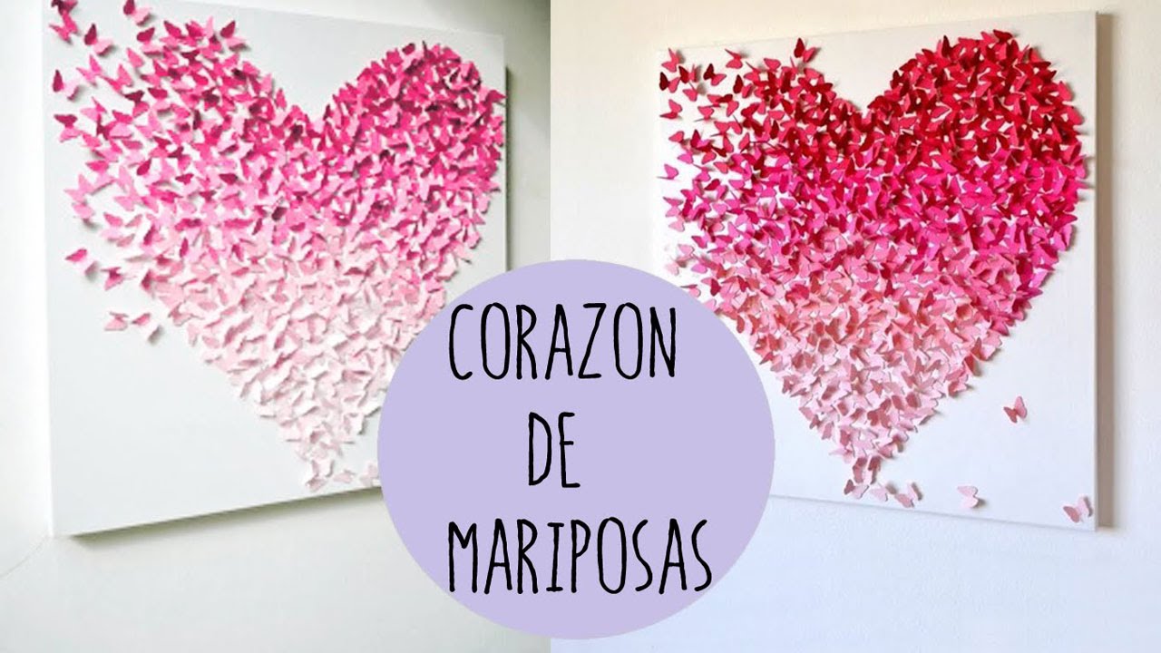 Decora tu cuarto, fácil! corazon gigante con mariposas de papel - Tutoriales Belen