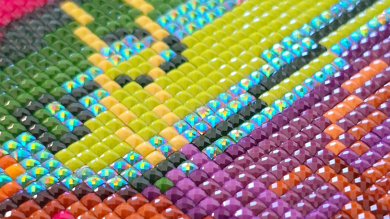 Satisfying and Relaxing ASMR Diamond Painting Art - No Talking - Diamond Art Club - Real Speed