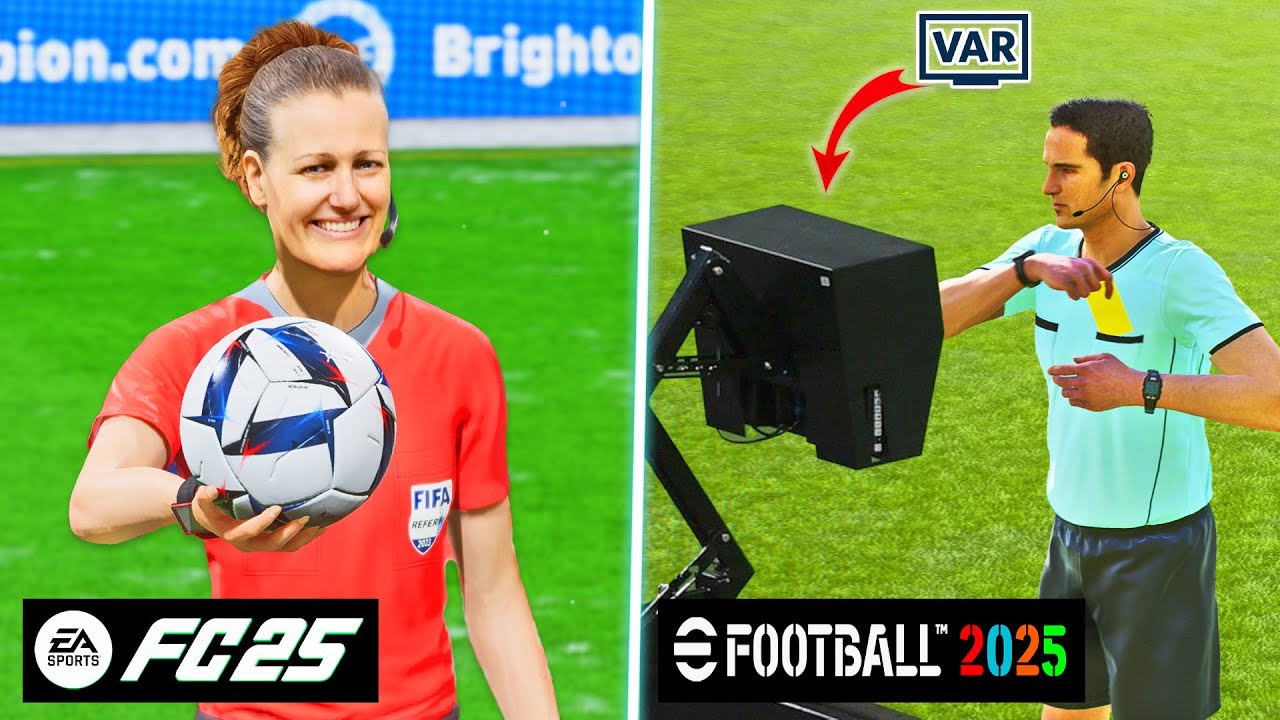 EA FC 25 vs eFootball 2025 - Referee Realism | Fouls & Cards Comparison