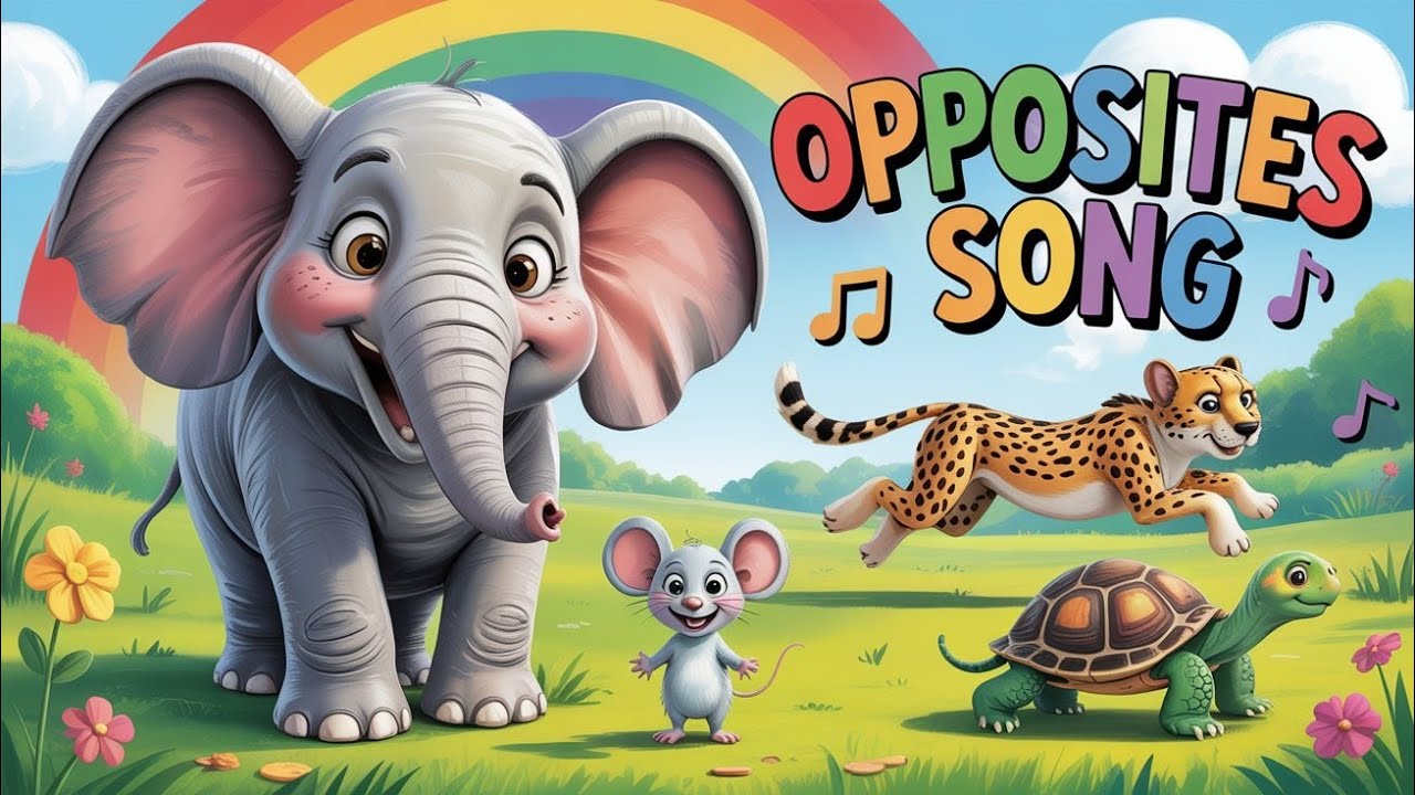 Opposites Song for Kids | Big Fast & Slow | Fun 3D Cartoon Nursery Rhyme by Krishno Cartoon World TV