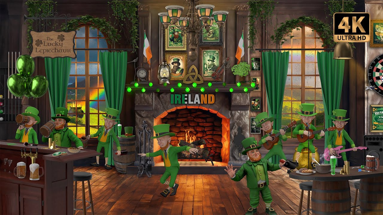 The Lucky Leprechaun Pub 🍀 St. Patrick&rsquo;s Day Ambience with Irish Music, Dancing & Celebration | 4K