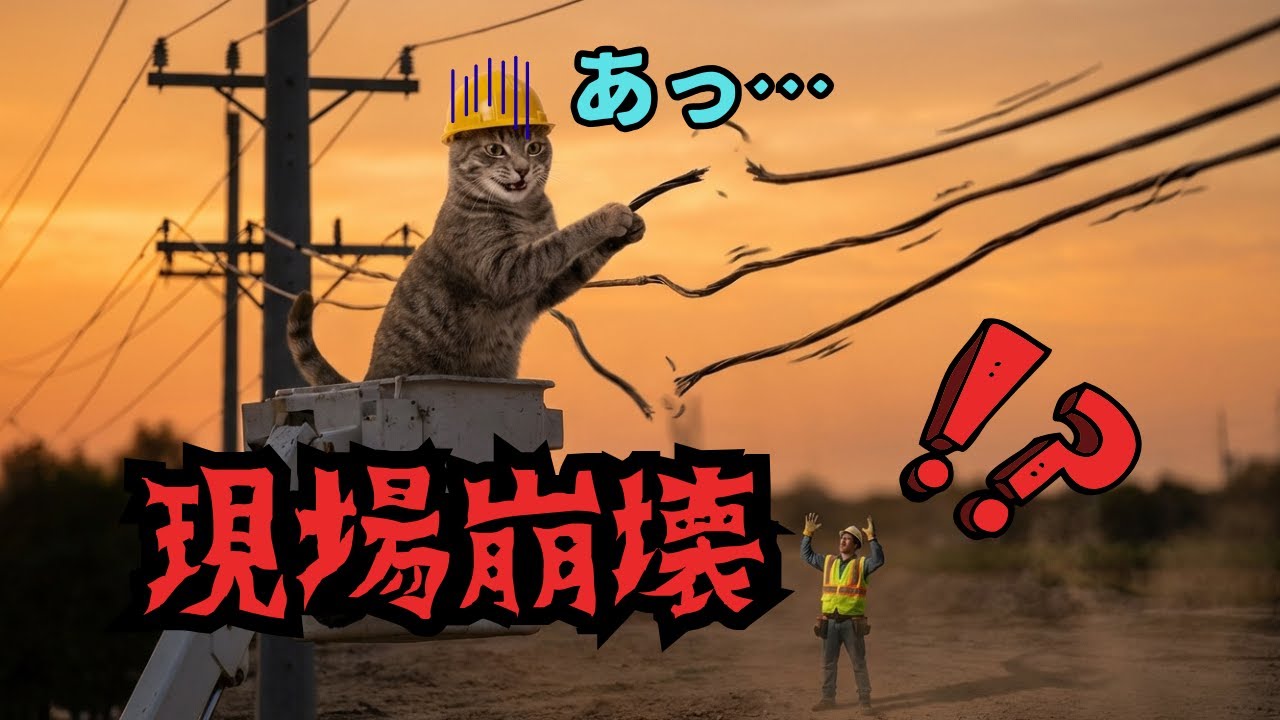 【土方猫グレ】電線工事を任せた結果、とんでもない猫が来た　#猫動画#ねこ#ネコ#cat#catvideo#funnycat#土方猫#建設現場#建築あるある#土木あるある