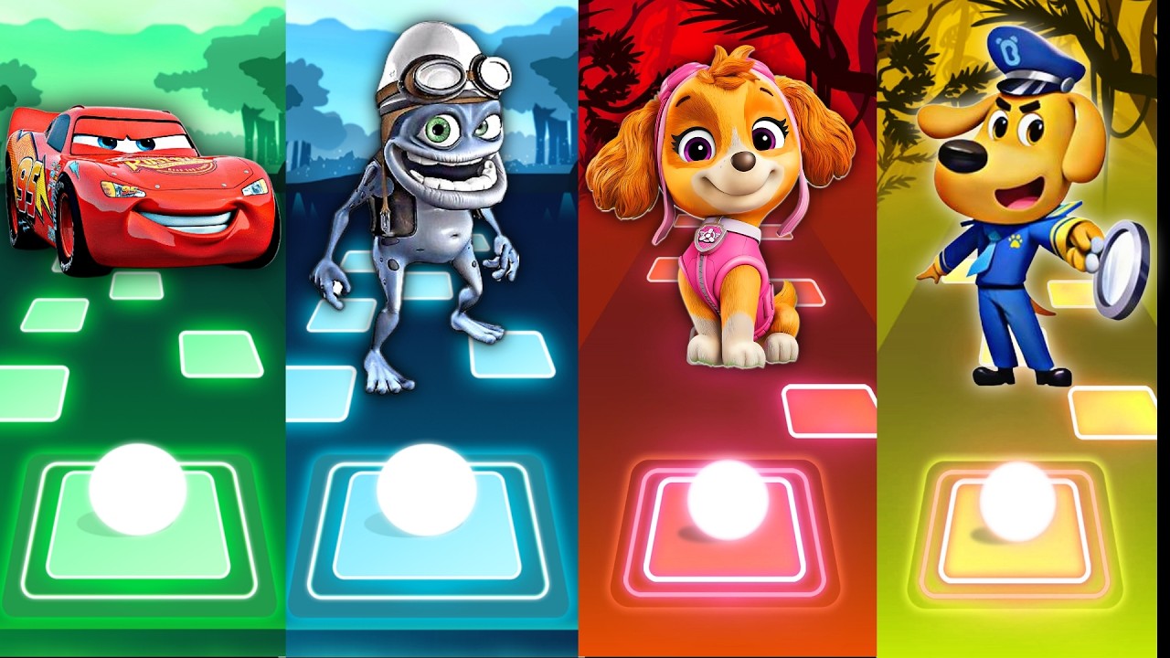 McQueen 🆚 Crazy frog 🆚 Paw Patrol Ryder 🆚 ShERIFF Labrador in Tiles Hop EDM Rush🎶