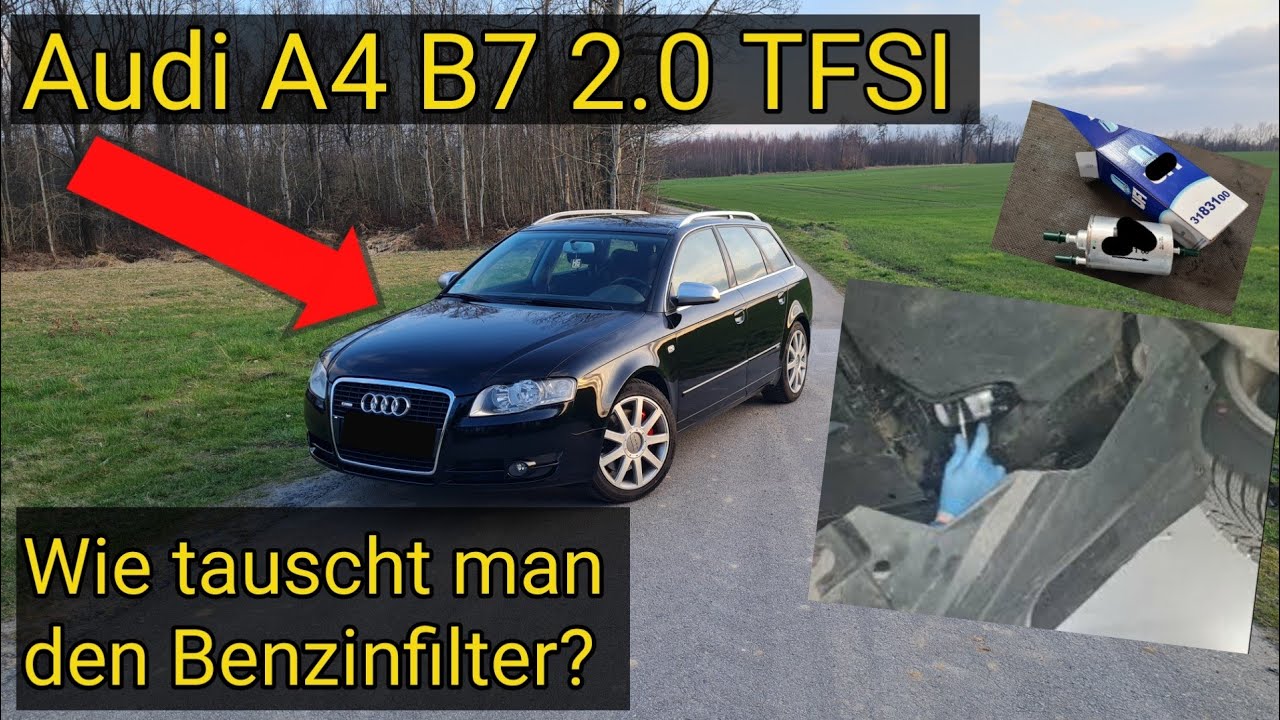 Audi A4 B7 2.0TFSI Benzinfilter wechseln, change fuel filter petrolfilter