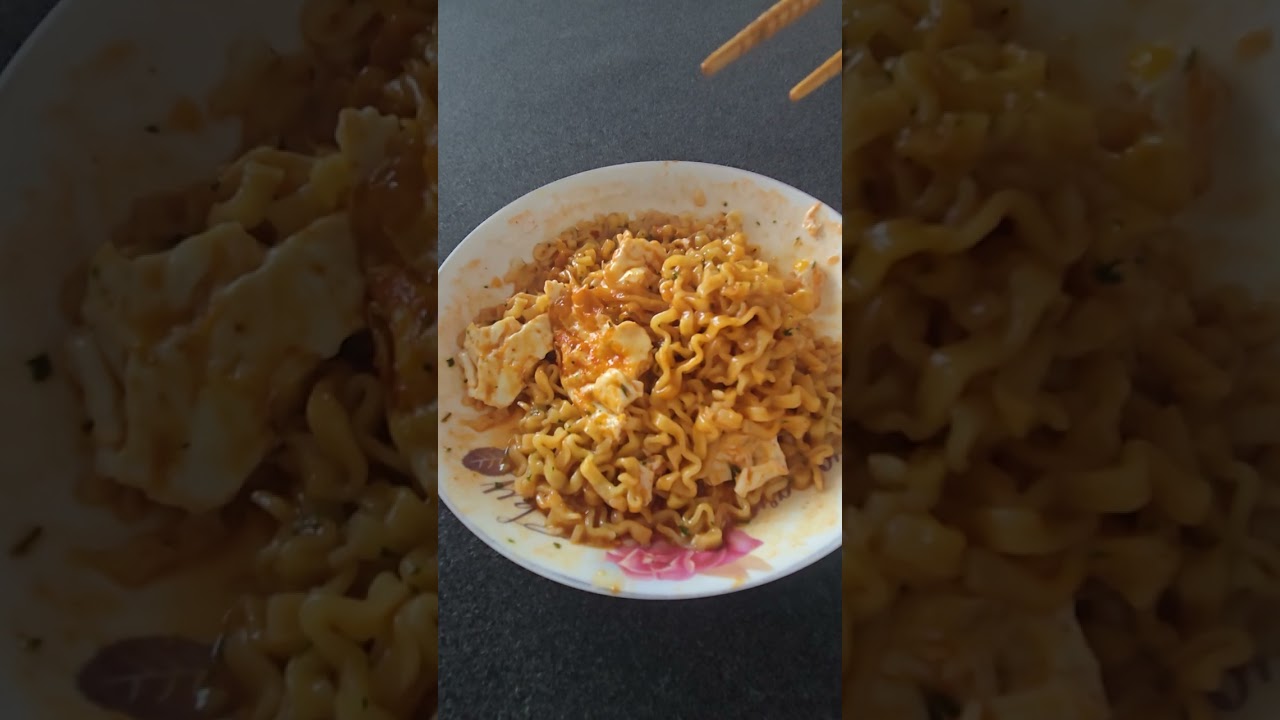 Buldak noodles for breakfast on a sunday morning.
