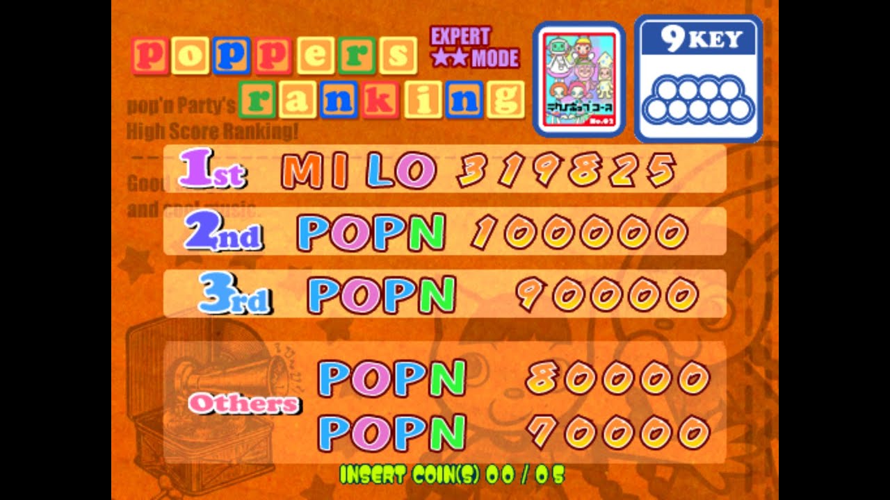 Pop'n music 8 Mame 0.283 Expert Techno Pop Course (Score: 319825)