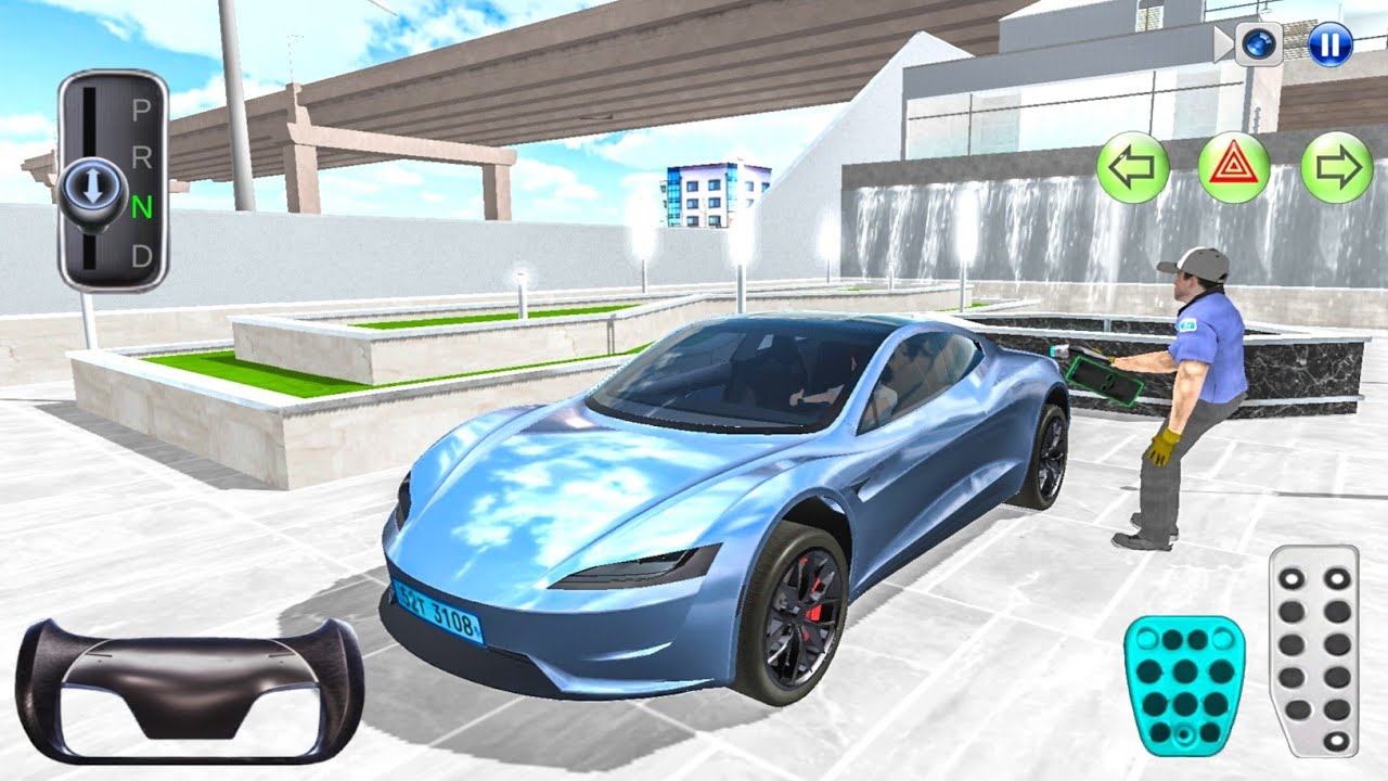 New EV Car Tesla Roadster Charging in Villa - 3D Driving Class Simulation - best android gameplay