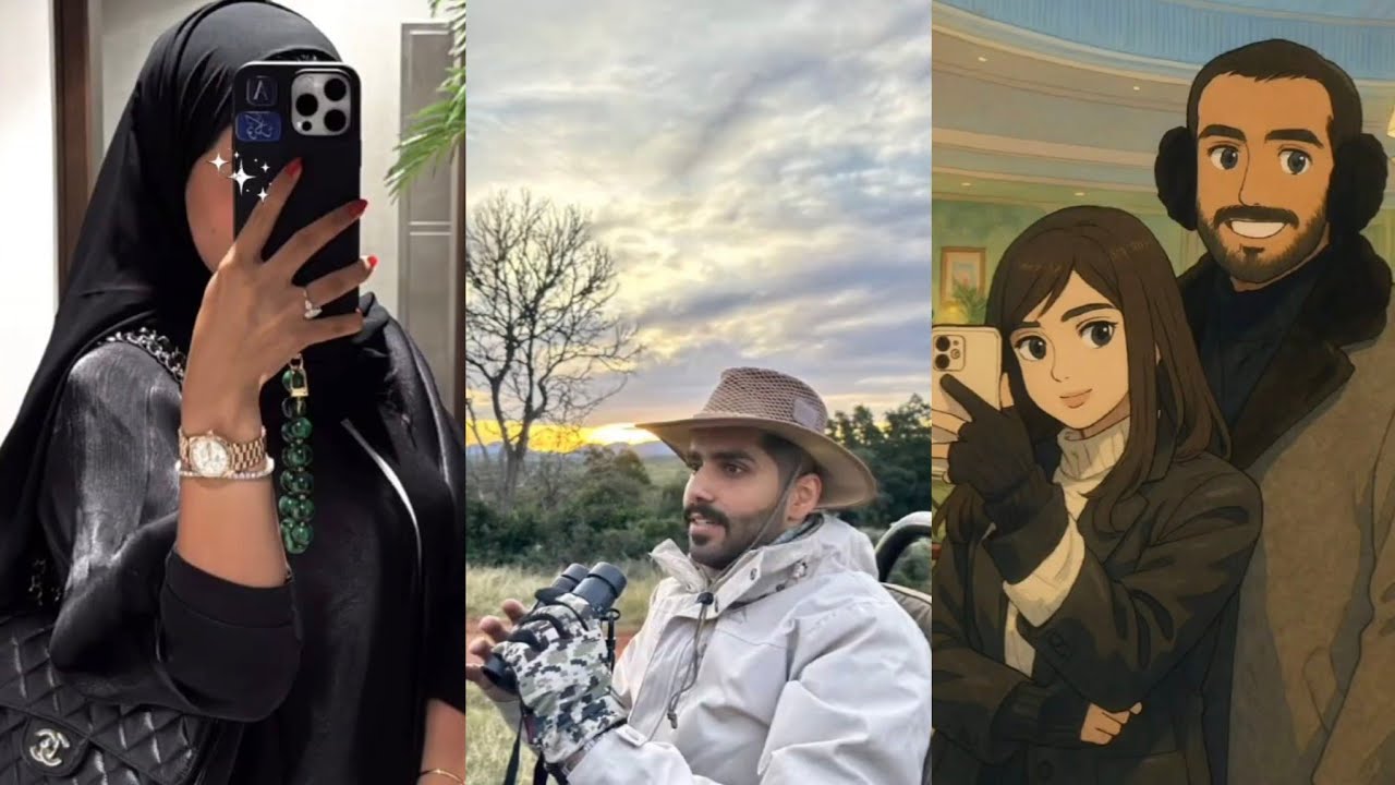 آخر ظهور لزوجة عبدالله الودعاني 😍حولت صورتها بالكرتون مع زوجها الترند الجديد 😇خايف من الأسد 😩