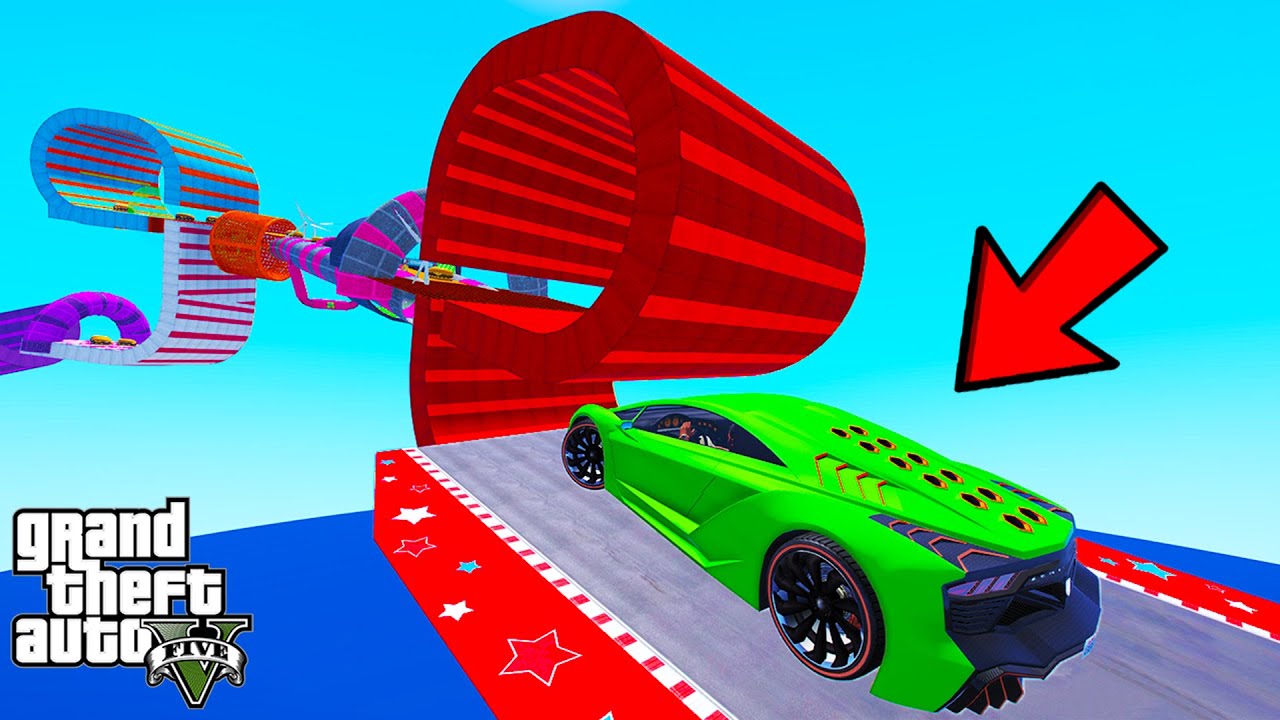FRANKLIN TRIED MEGA CURVE LOOPS PARKOUR RAMP CHALLENGE GTA 5 | SHINCHAN and CHOP