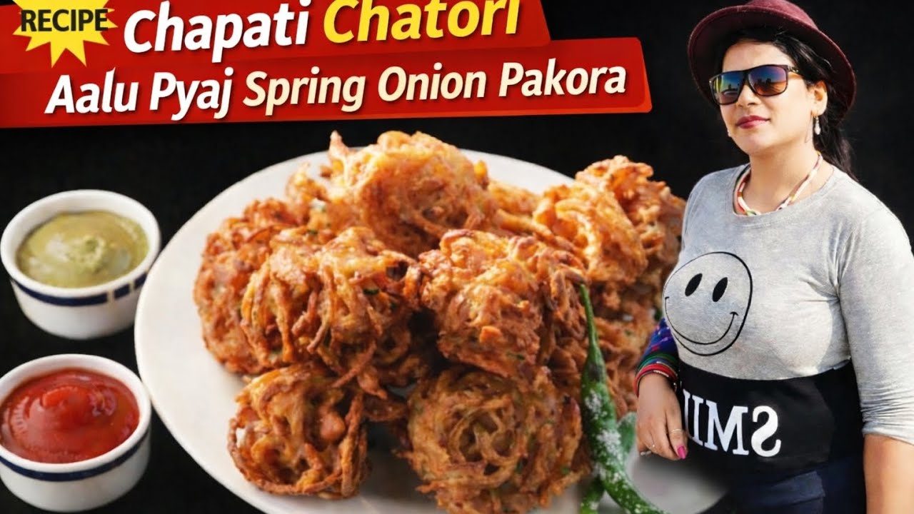  Aalu Pyaj Spring Onion Pakoda 😍 | Crispy Evening Snacks Recipe | #aaluPyajPakoda#springOnionPakoda