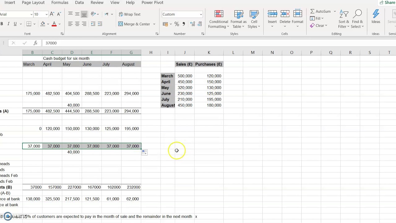 Cash Budget - Excel - Part 1