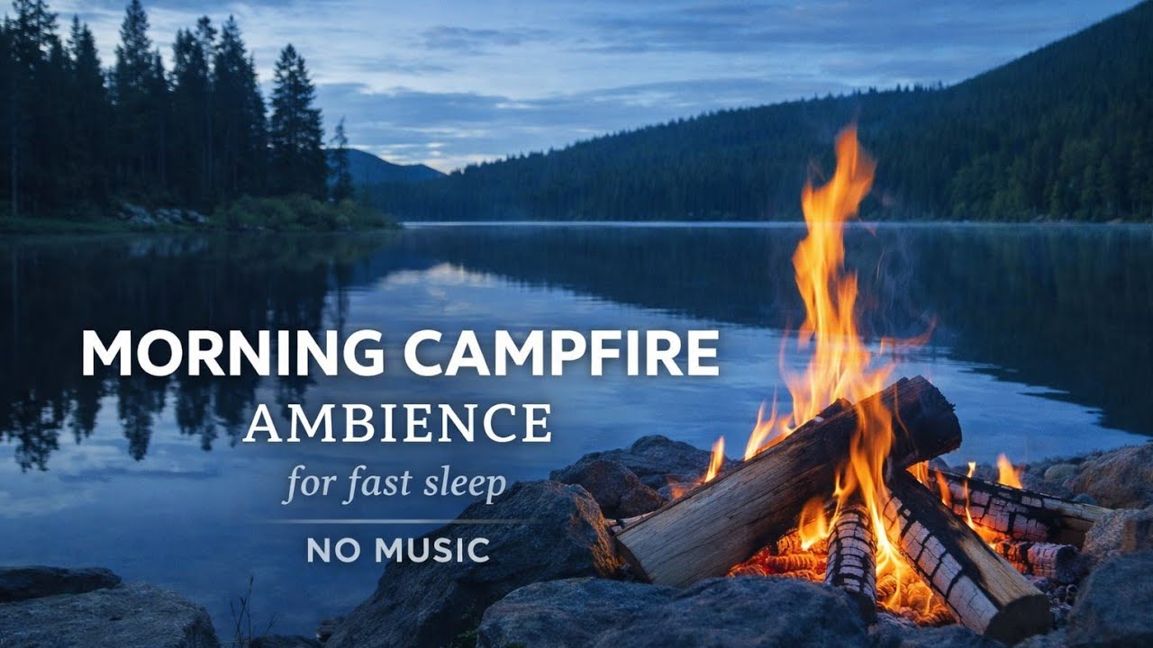 Peaceful Lake Campfire 🔥 Gentle Fire Crackling Sounds for Fast Sleep (No Music)