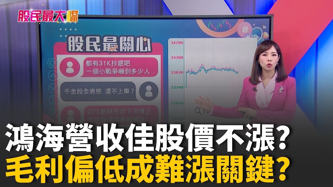 鴻海營收佳股價反跌 毛利偏低成關鍵!? 群創賣壓大 短線陷整理? 記憶體拉回就買 落後股可望補漲?【股民最大黨-股民最關心】｜主播 張懷慈｜＃股民最大黨 20260317｜三立iNEWS