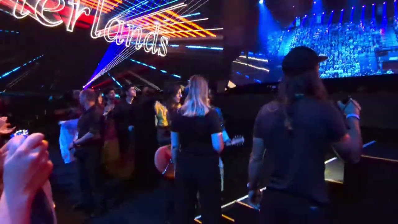 Eurovision 2025 Flag Parade from the audience, front row.