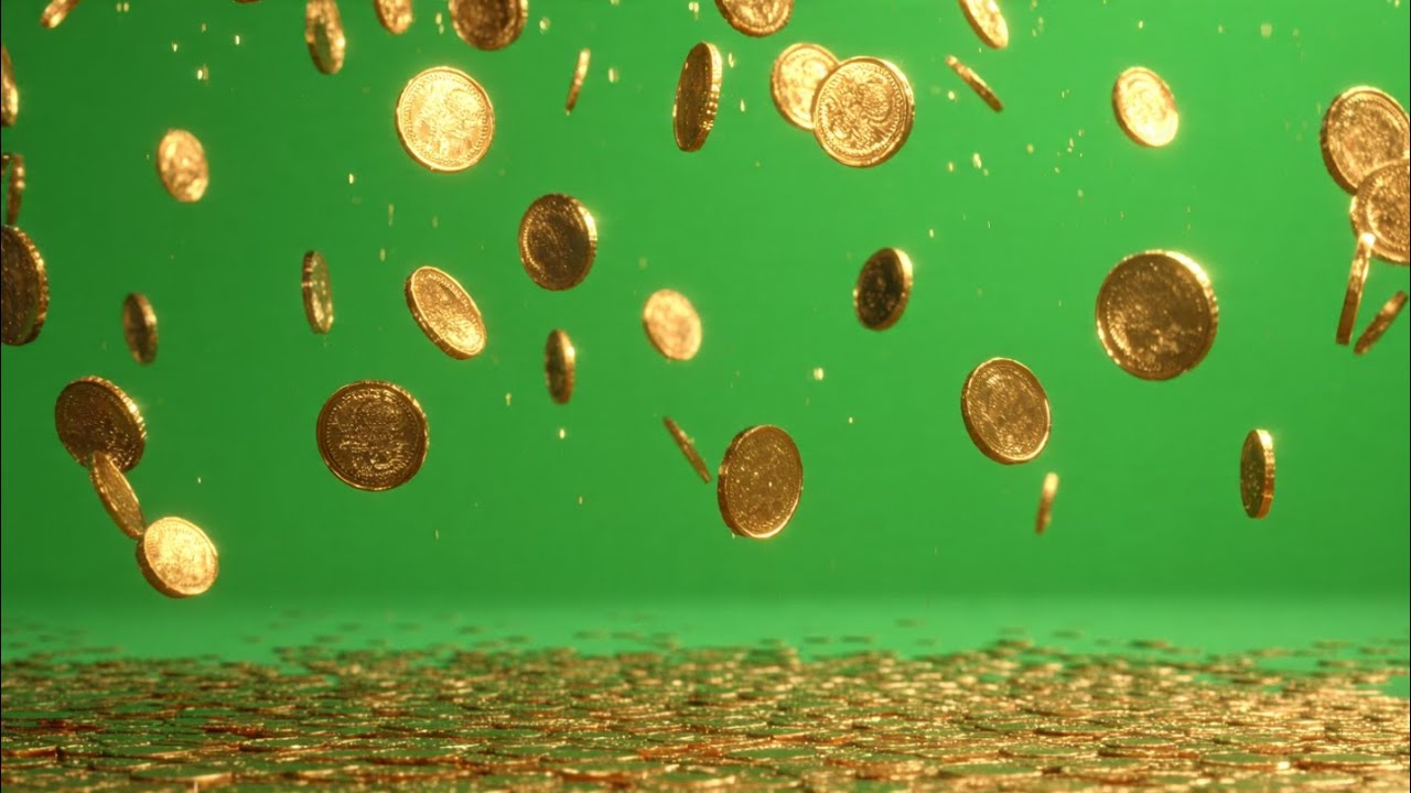 Gold Coins Falling Green Screen 💰 | Rich Money Effect for Shorts & Reels