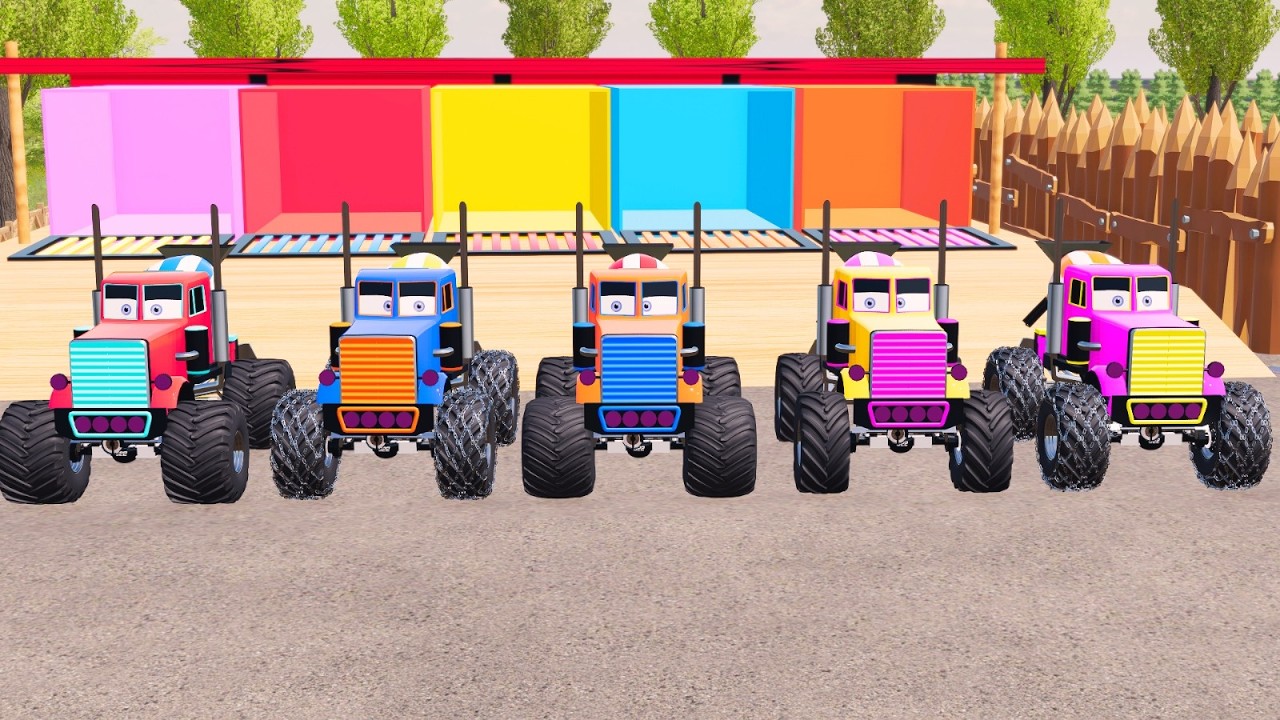 FS22 Extreme Cliff Challenge–Police Jeep Rubicon Pickups vs Impossible Color Bridge-Win or Fail! #7