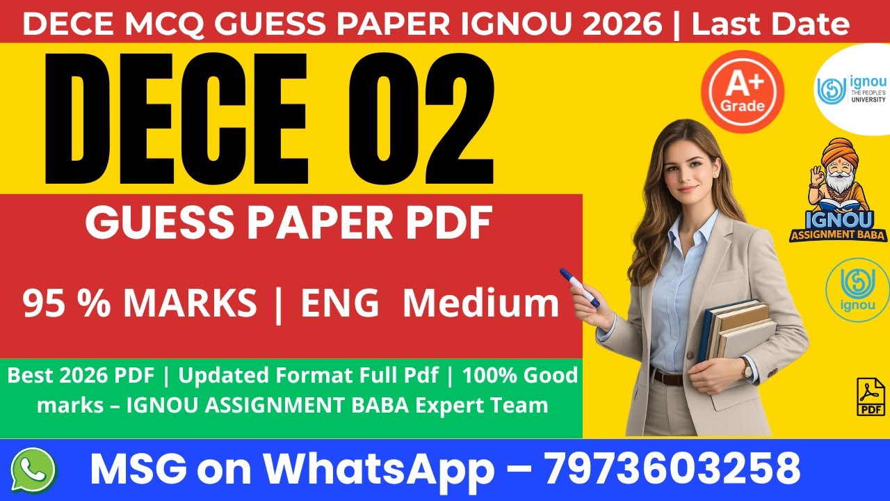 DECE 02 MCQ Guess Paper ignou in ENGLISH 2026 Download