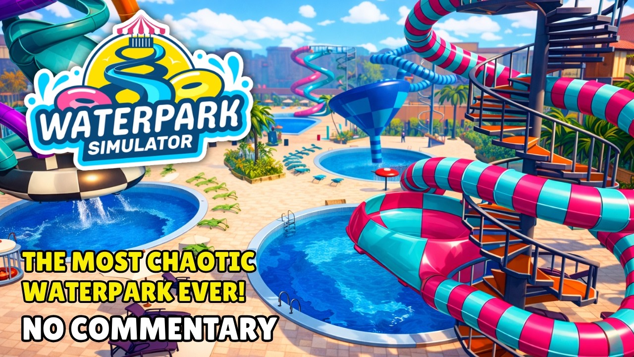 The Most Chaotic Waterpark Ever! WATERPARK SIMULATOR Gameplay Walkthrough | No Commentary LONG PLAY