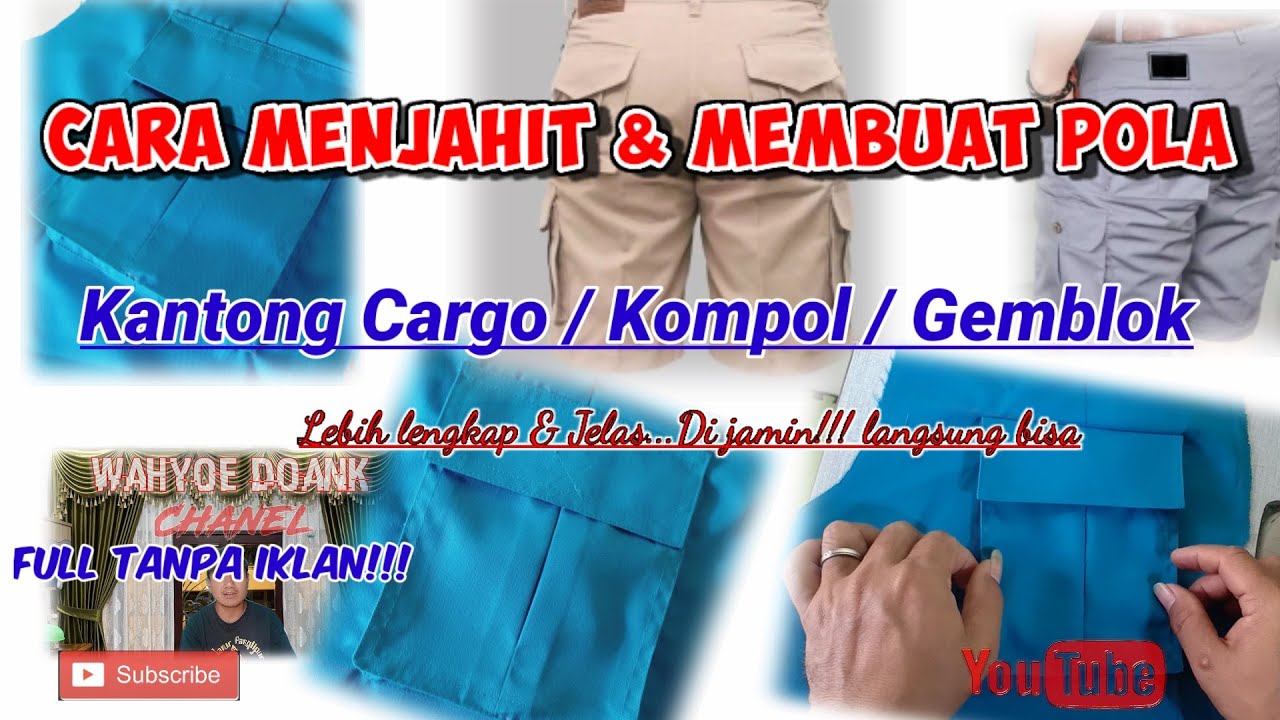 CARA MEMBUAT POLA & MENJAHIT KANTONG KARGO #KOMPOL,#GEMBLOK,#PDL #kembung/timbul