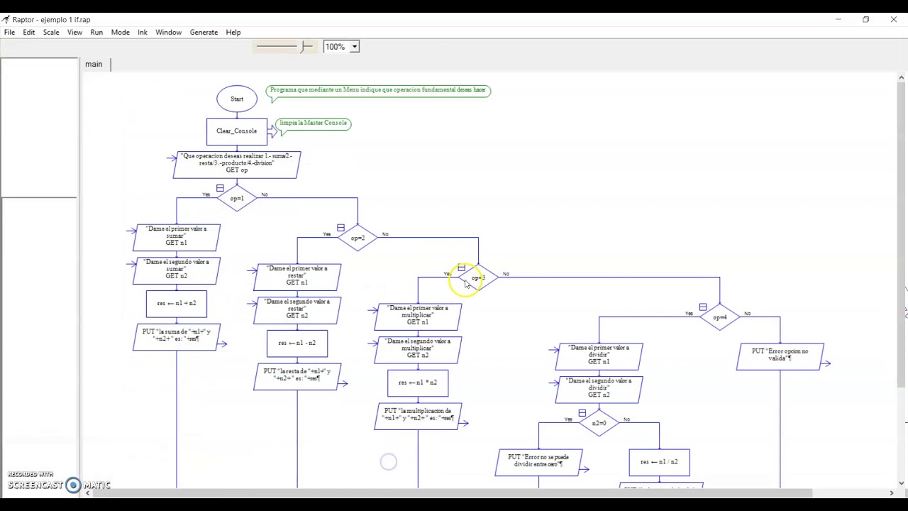 Ejercicio 2 Toma de Decisiones Menú de Opciones para Operaciones Fundamentales mediante DEV C Switch