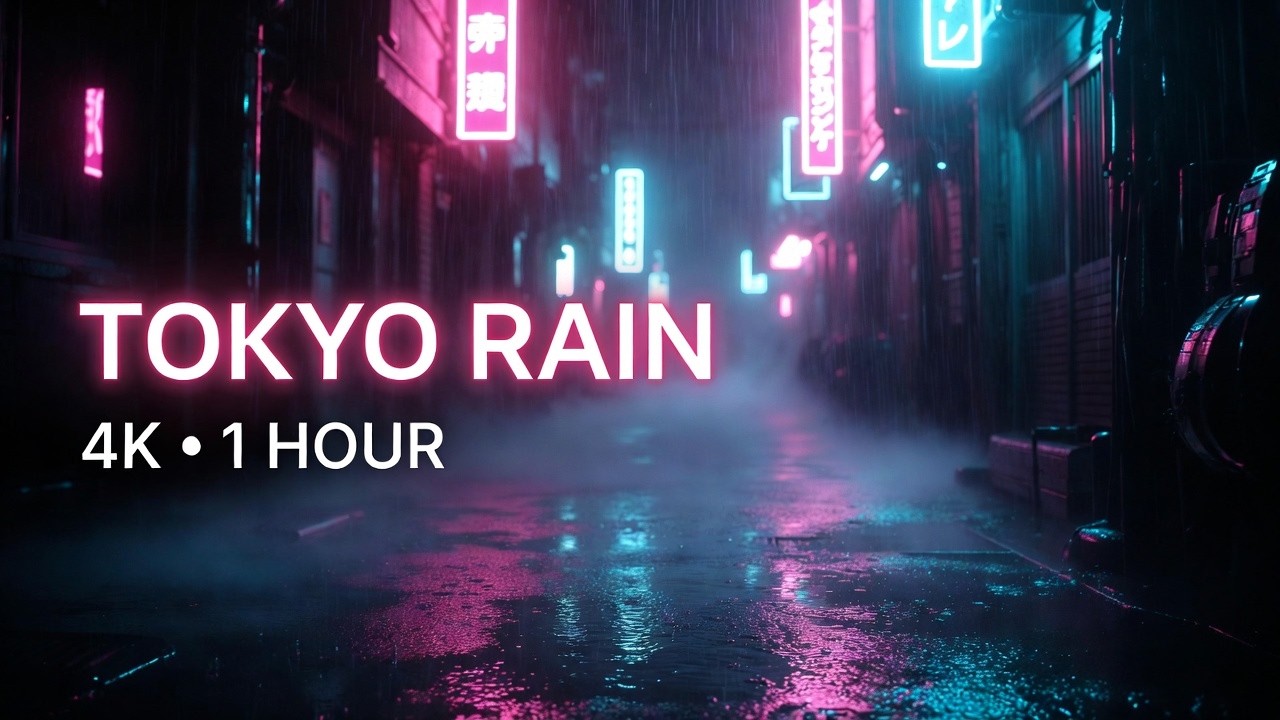 Tokyo Neon Rain 🌧️ 4K Cyberpunk Rain Sounds – 1 Hour for Deep Sleep & Relaxation