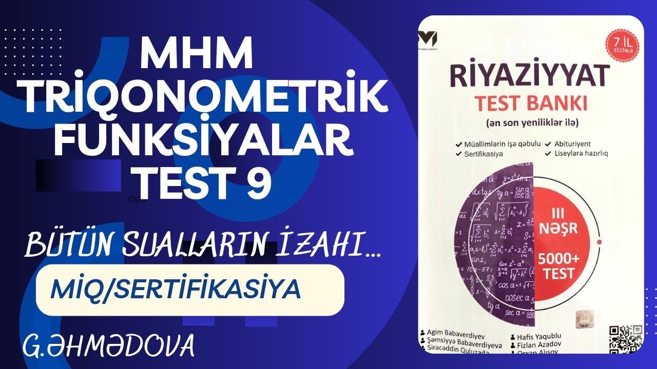 MHM Triqonometrik funksiyalar Test 9 #miq  #sertifikasiya  @gunayehmedovariyaziyyat