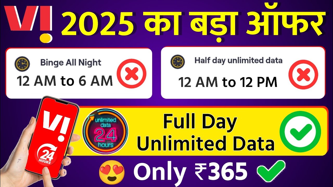 Vi 2025 Ka New Offer Unlimited 4G Data only 365 Vodafone Idea Vi Non Stop Offer Fully Unlimited Data