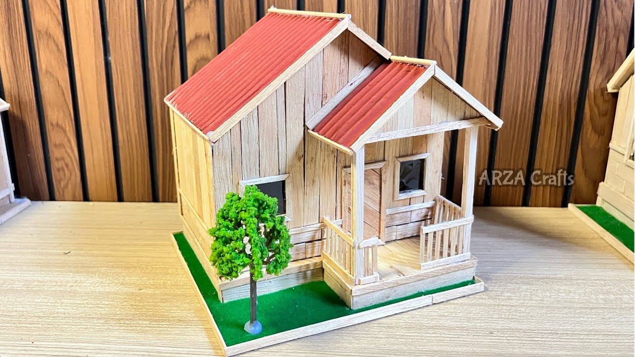 DIY // how to make a house craft from ice cream sticks // Kerajinan dari stik es krim