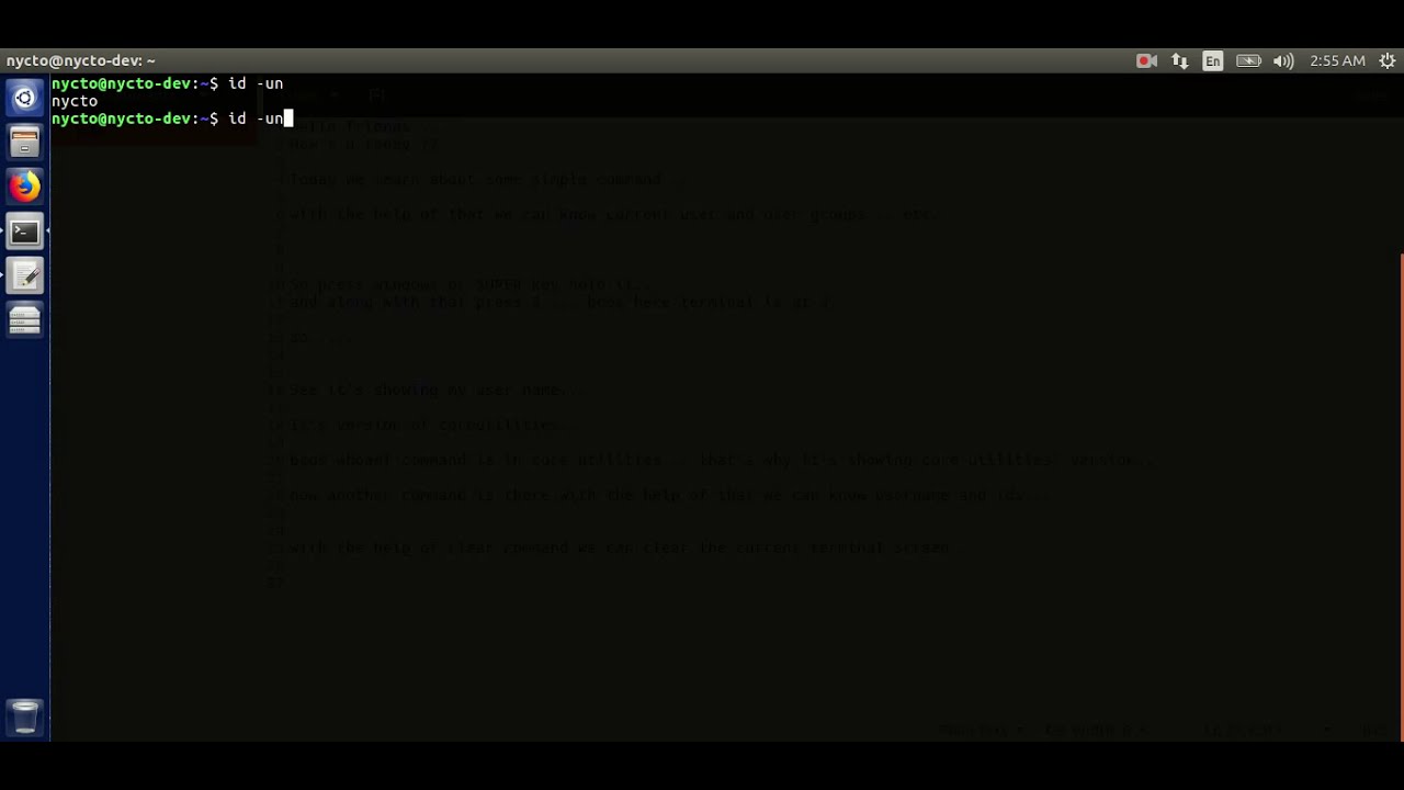 Whoami command in LINUX in ubuntu terminal
