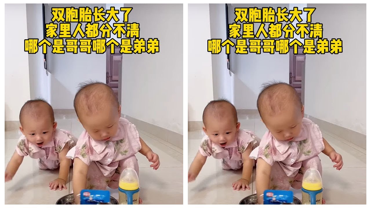 The two kids are so naughty! Don’t drink milk when it’s on the ground, don’t pick up food!