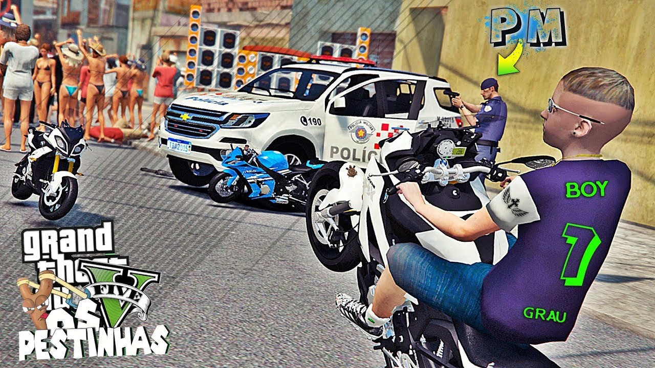 GTA V : OS PESTINHAS | BOY FOI PRO FLUXO DO BAILE DE FAVELA E TROMBO COM A NOVA POLICIA DE BMW #28