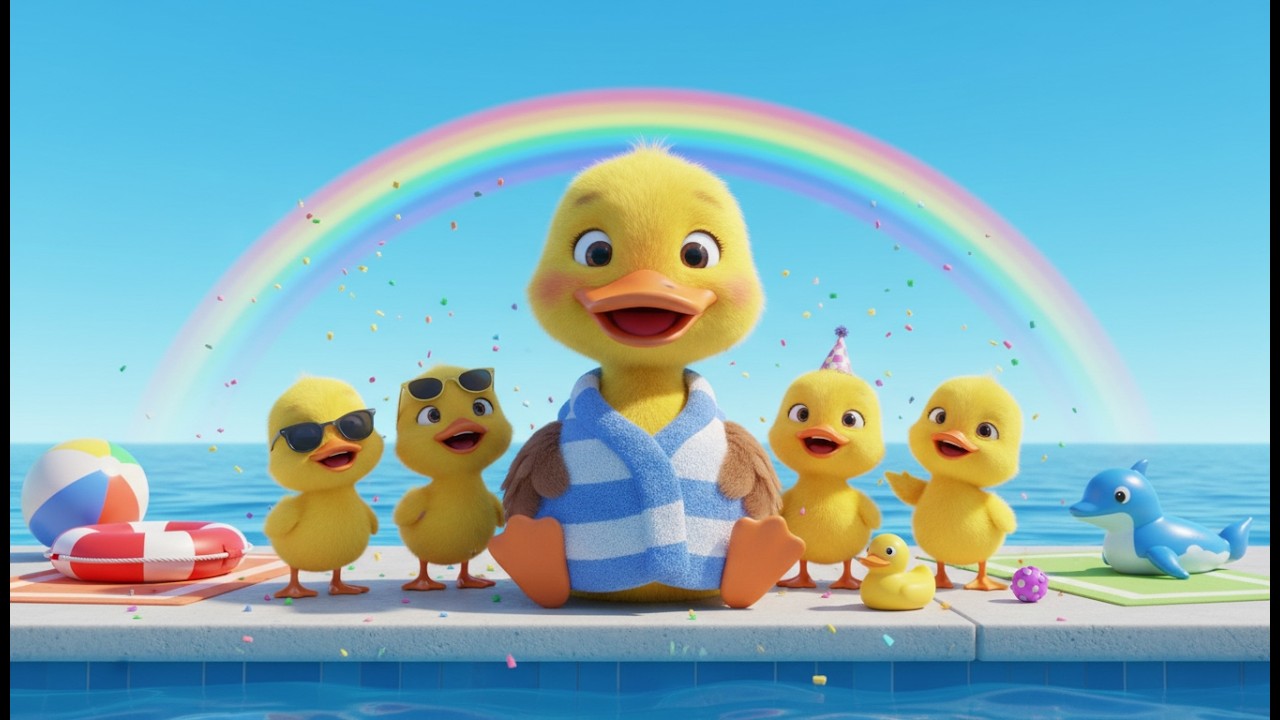 Cinco Patitos – Versión Piscina 🦆🏊‍♀️ Canción Infantil Educativa en Español Para Niños y Bebés