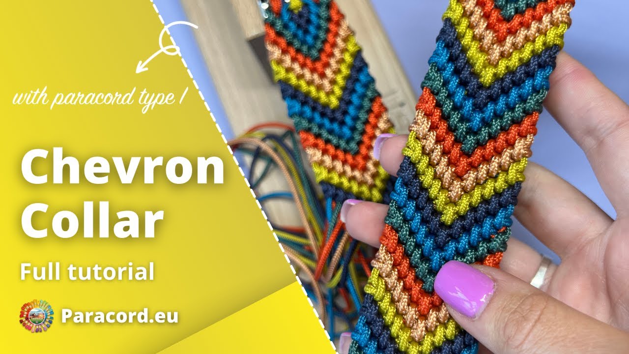 HOW TO make a Dog Collar with Friendship Bracelet knot Chevron | Paracord type 1 collar