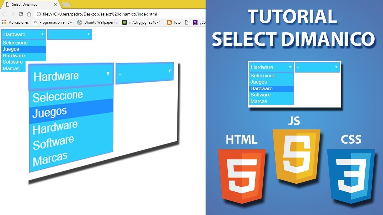 select dinamico javascript - HTML
