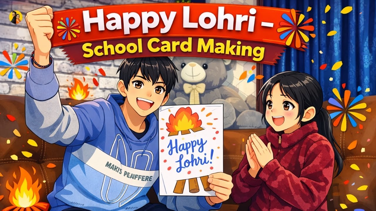 Happy Lohri Special | Bhai-Behen Craft Time | School Card Making Idea | Sarleen and Aditya
