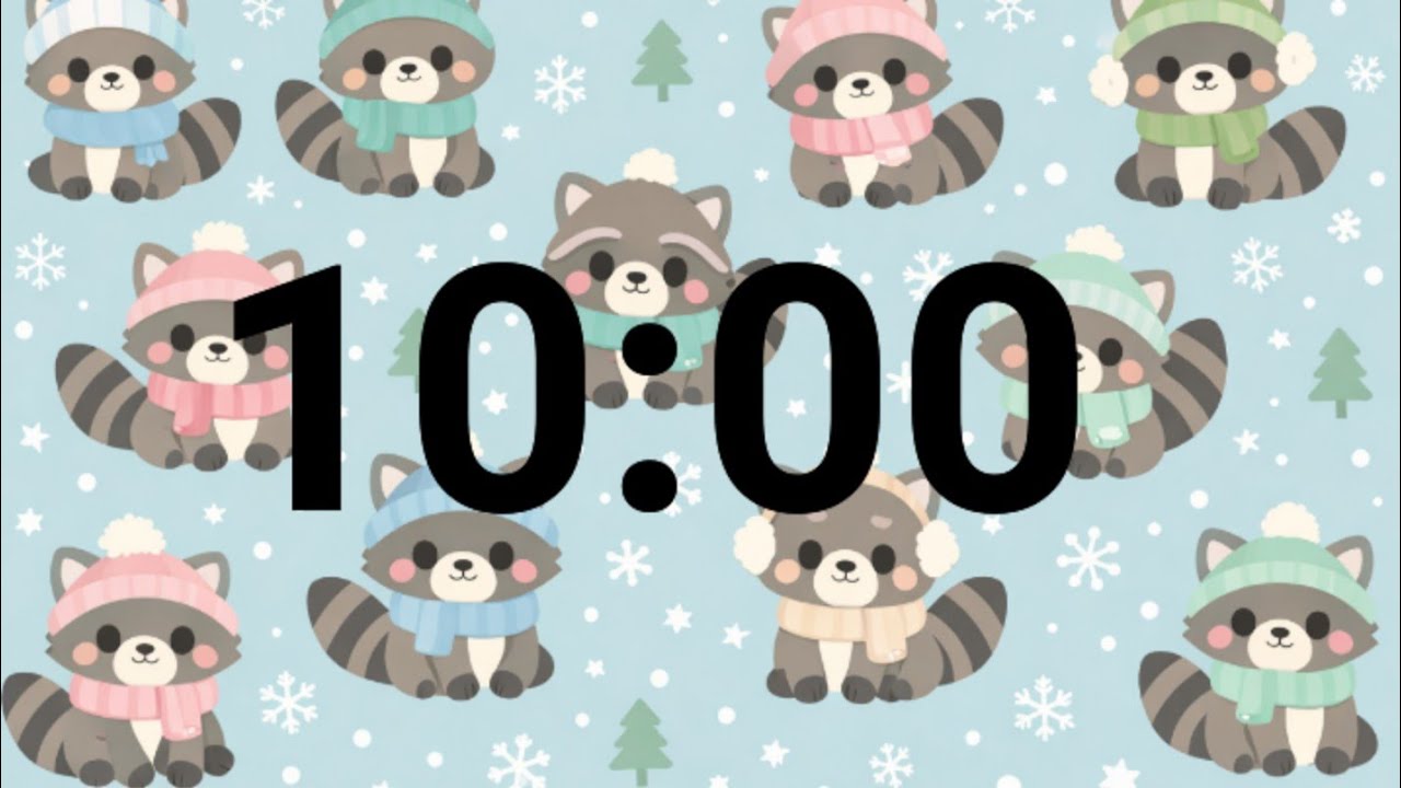 10-минутный уютный зимний таймер с енотом | Милый и спокойный способ сосредоточиться