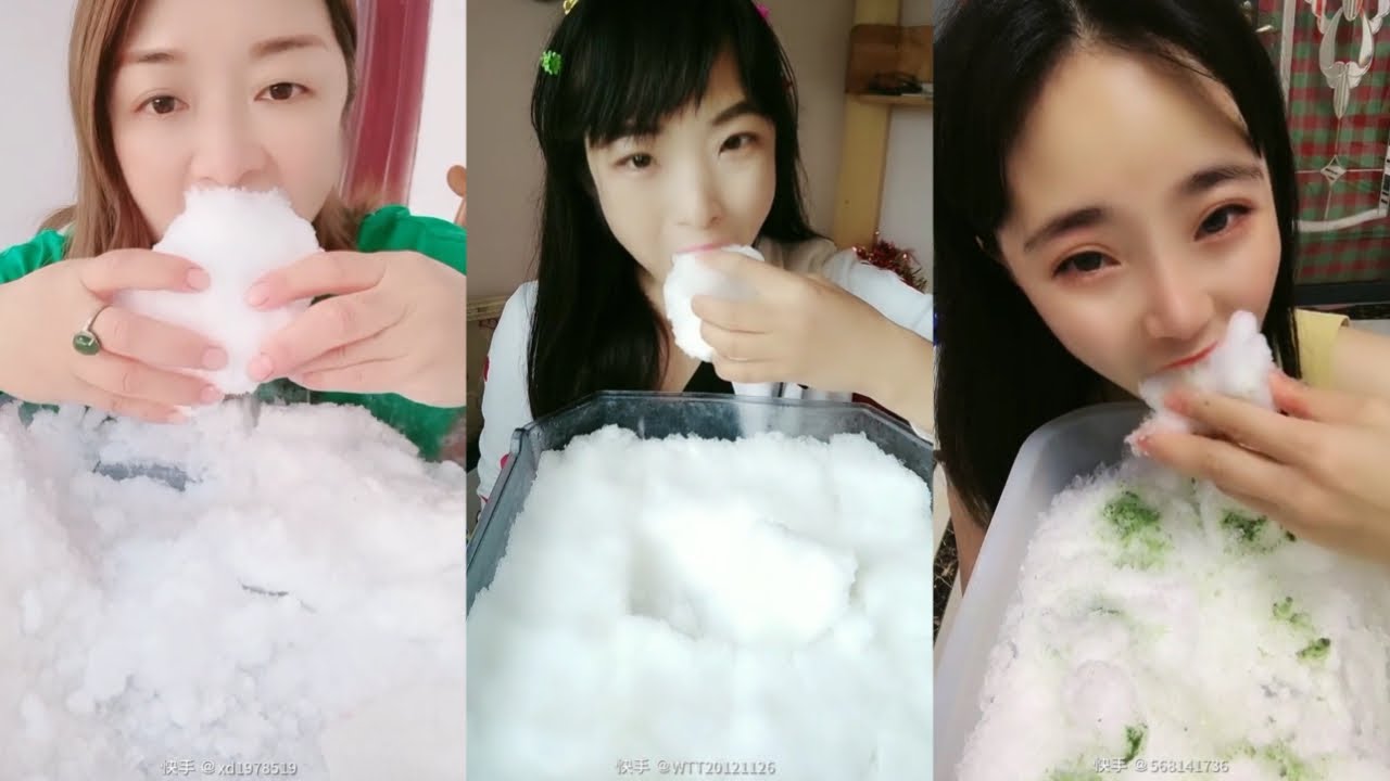 SOFT POWDERY WHITE ICE CHUNKS BITES & SPOONFULS ICE EATING ASMR | FREEZER FROST AND SHAVED ICE #12