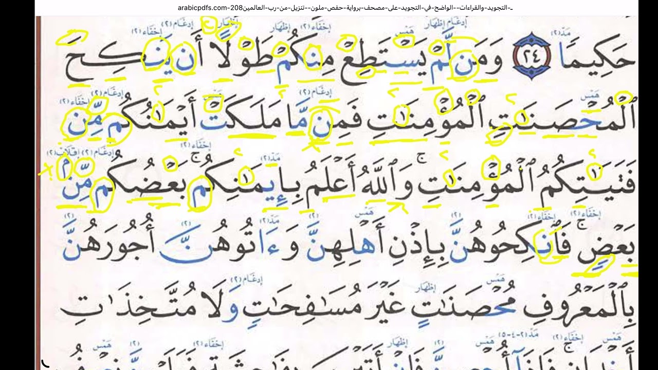 شرح احكام سوره (النساء) الجزء رقم (١٠) من الايه رقم (٢٥)إلى الايه رقم (٢٦)٠