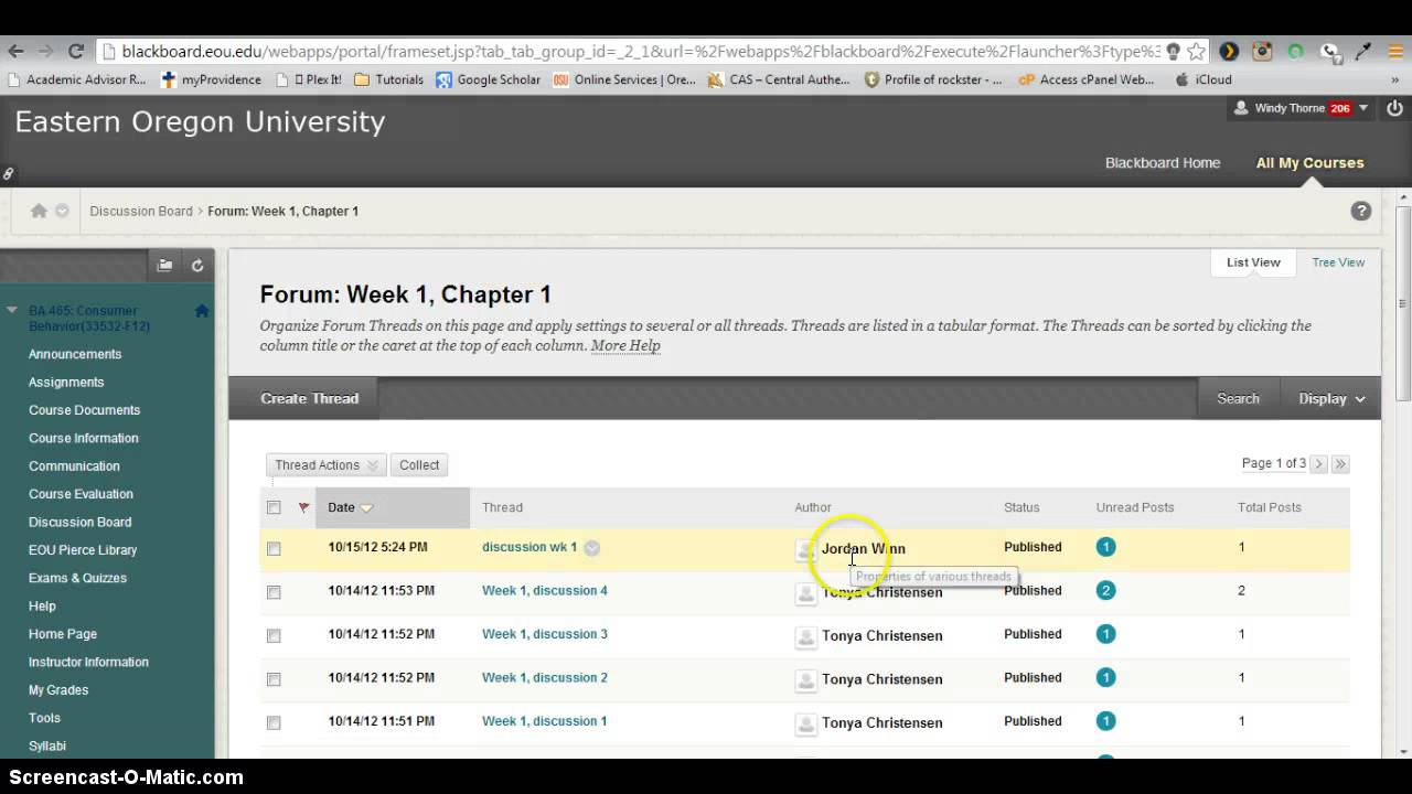 Online Classes Using Blackboard