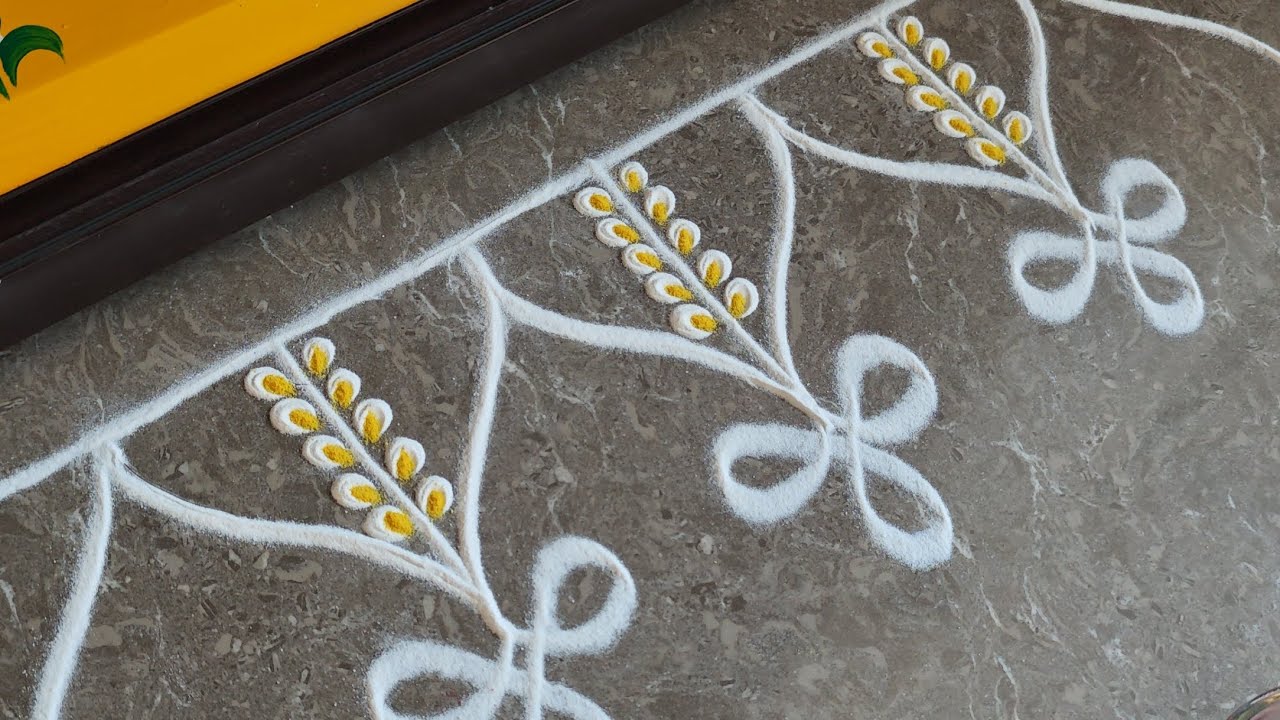 Easy border rangoli designs | Friday rangoli | Daily rangoli designs | Simple border muggulu