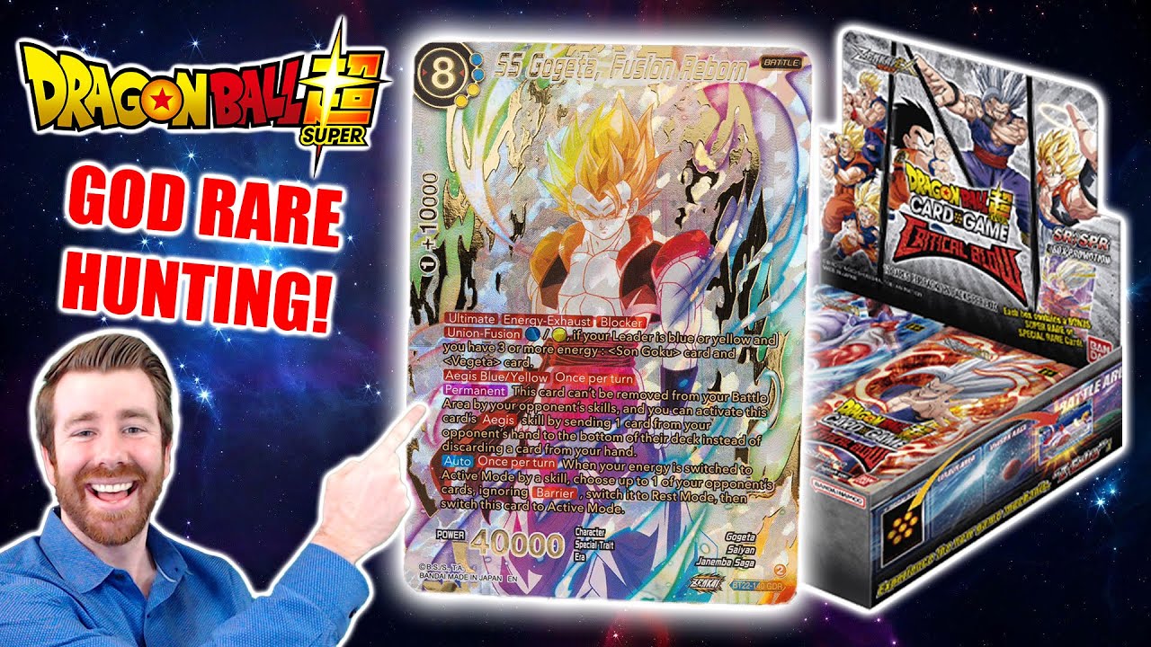 God Rare Gogeta Hunting! Critical Blow Dragon Ball Super Card Game Booster Box Opening!
