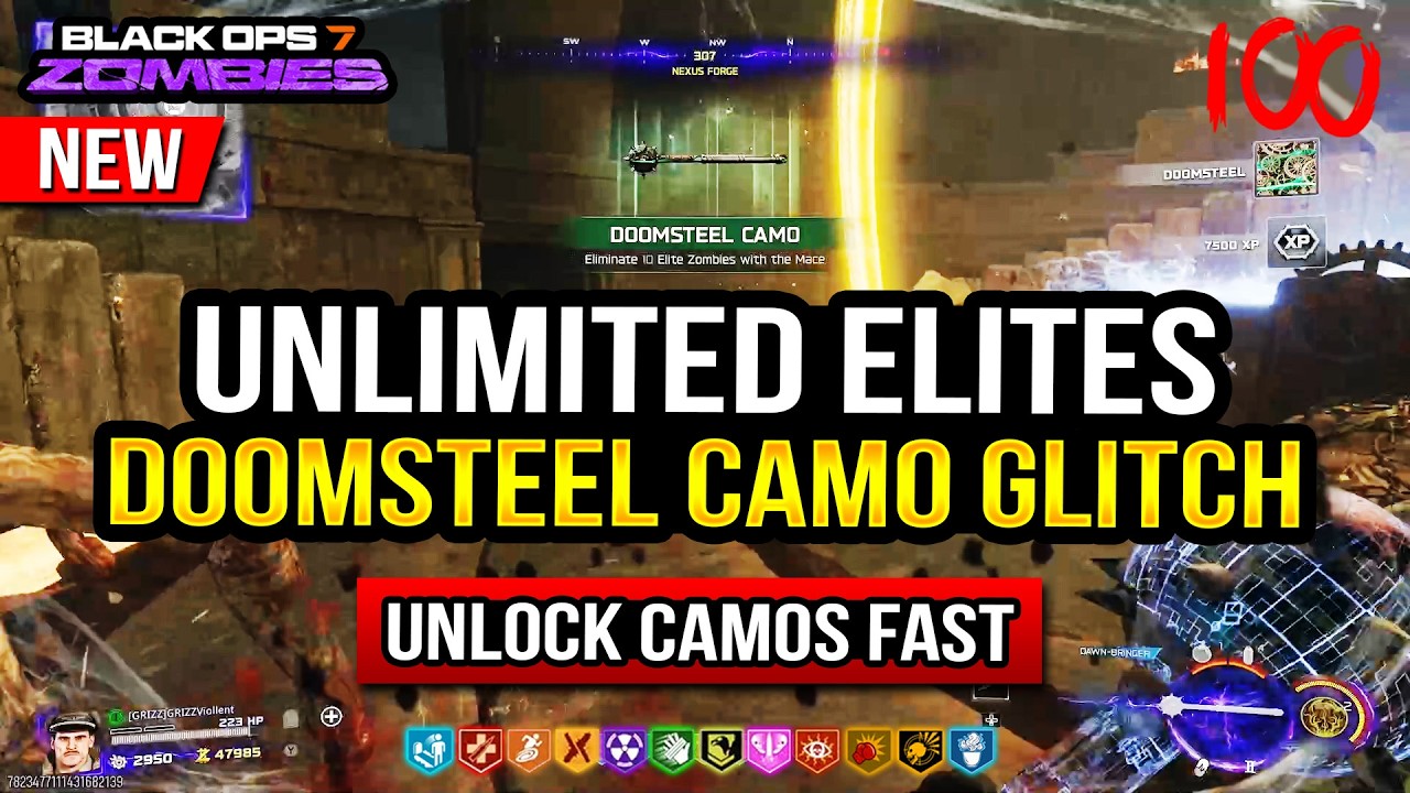 BO7 Zombies: NEW Doom Steel Camo Glitch! Unlimited Elite Kills Farm!