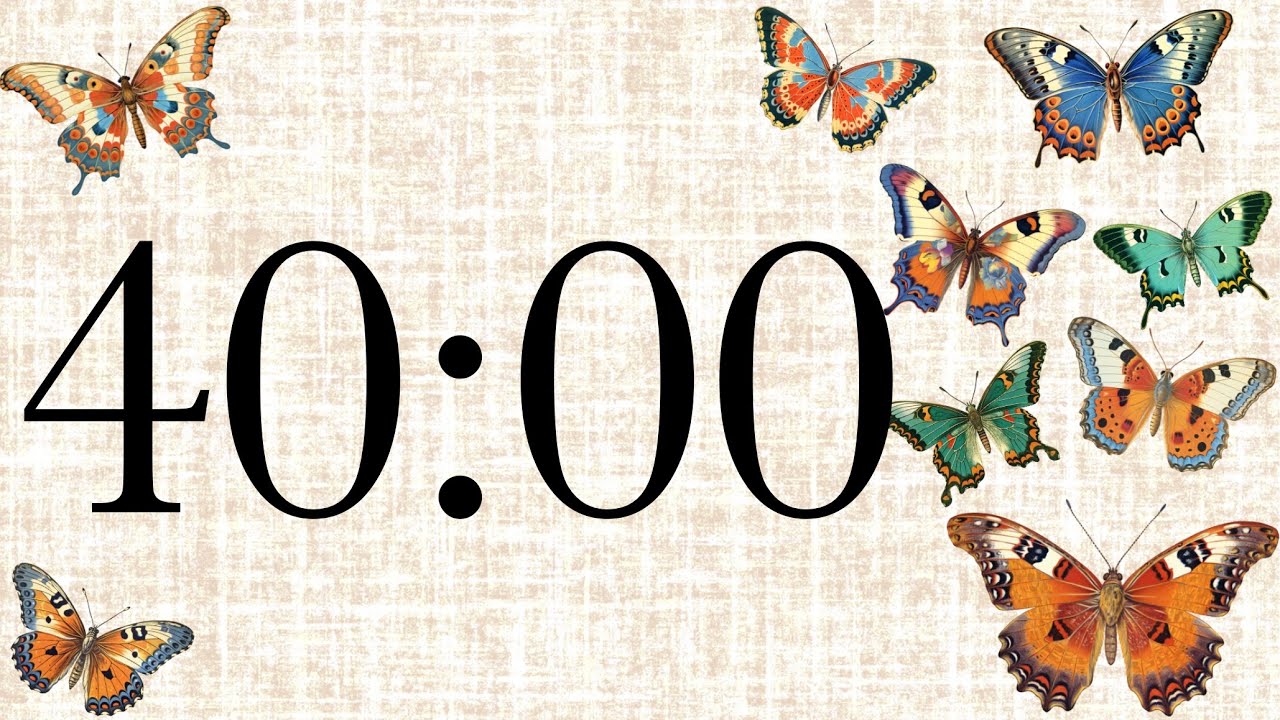 40 Minute Pretty Butterfly Timer (Harp Tones at End)