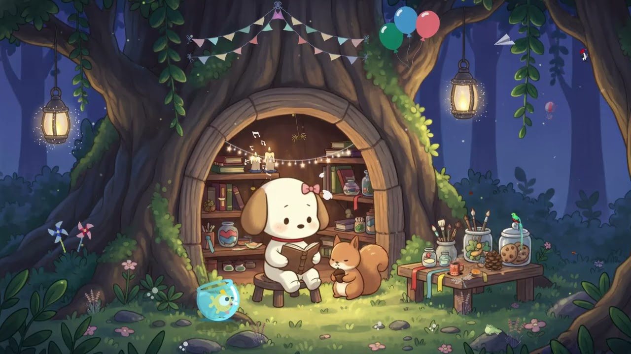 Gentle Evening with Our Fluffy Friend 🕯️ Cozy Lofi Beats 🎶 Peaceful Ambiance for Focus & Sleep