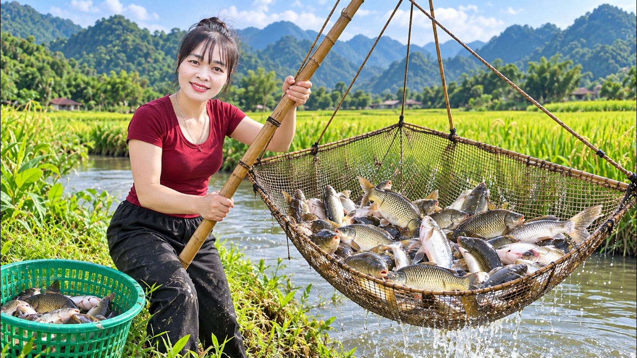 Fishing Techniques | Traditional Fishing with Fishing Net & Catch a Lot of Fish